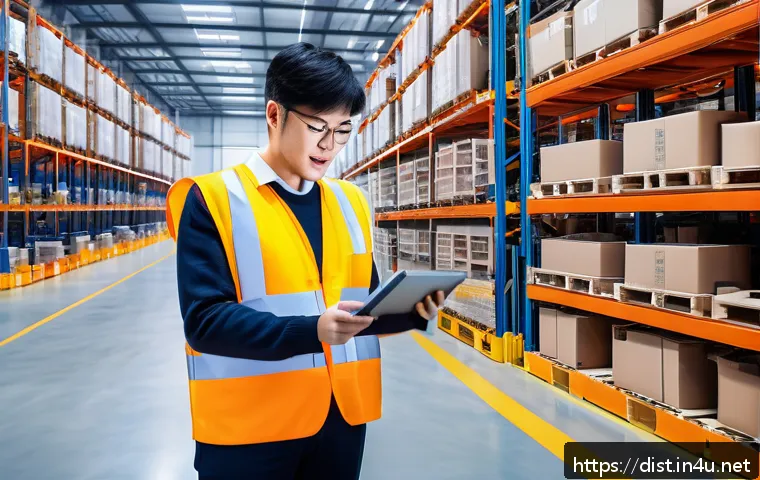 유통관리사로 입사 가능한 대기업 - A modern corporate logistics warehouse scene with diverse employees wearing business casual attire a...